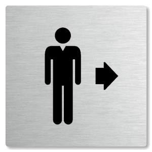 WC muži vpravo, 118x118mm, stříbrná, Nevada